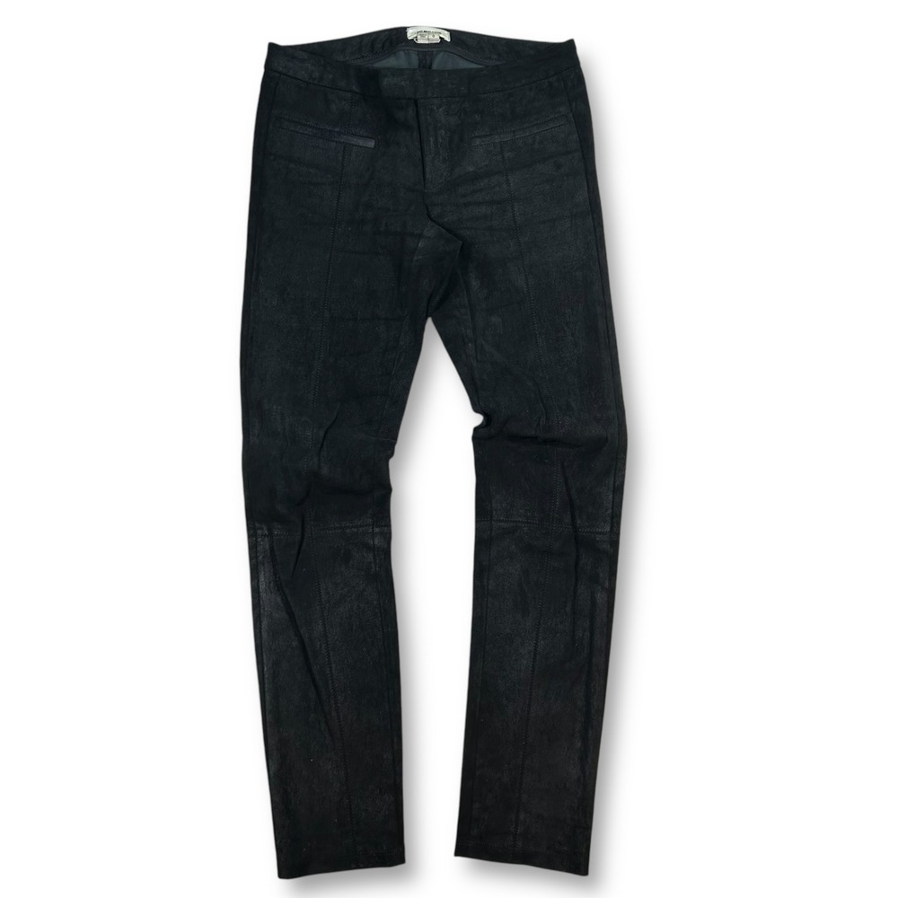 Helmut Lang Leather Pants Lambskin Black Low Rise Skinny‎ Trousers Womens Size 0